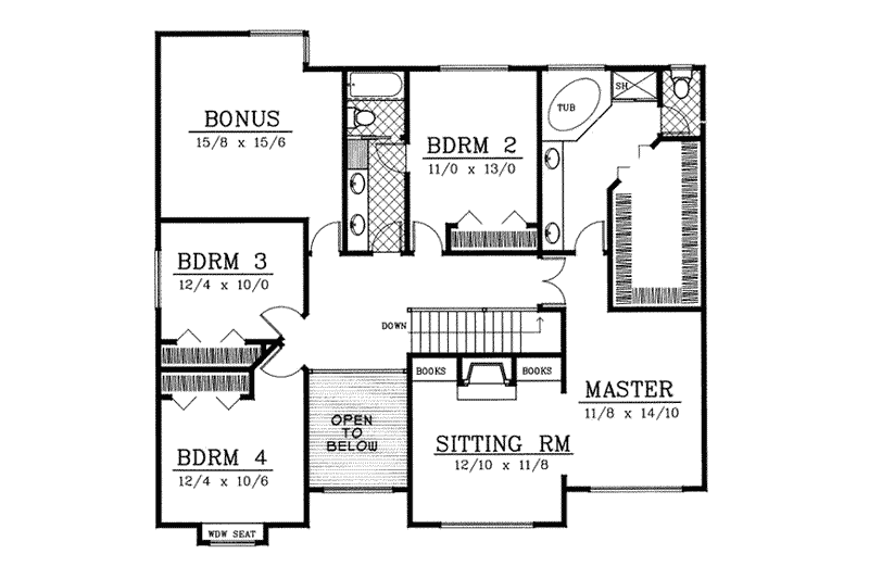 Home Plan - Floor Plan - Upper Floor for Craftsman House Plan #100-211 - 4 bed, 3 bath