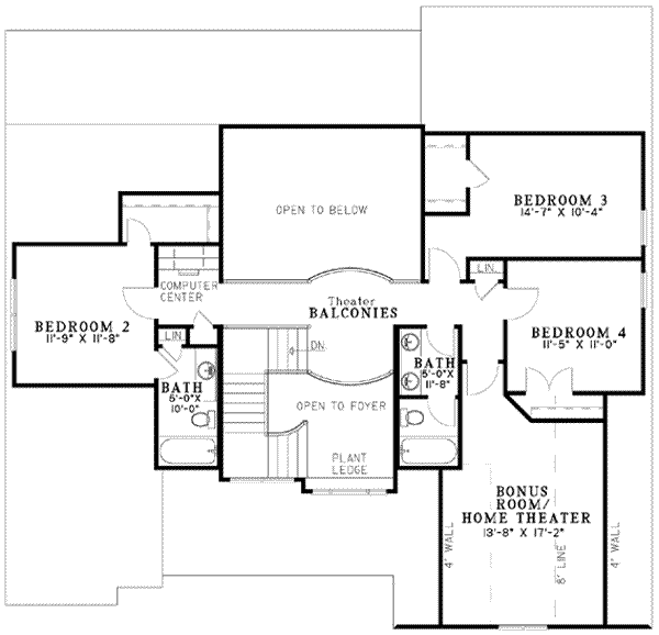 House Design - European Floor Plan - Upper Floor Plan #17-2136