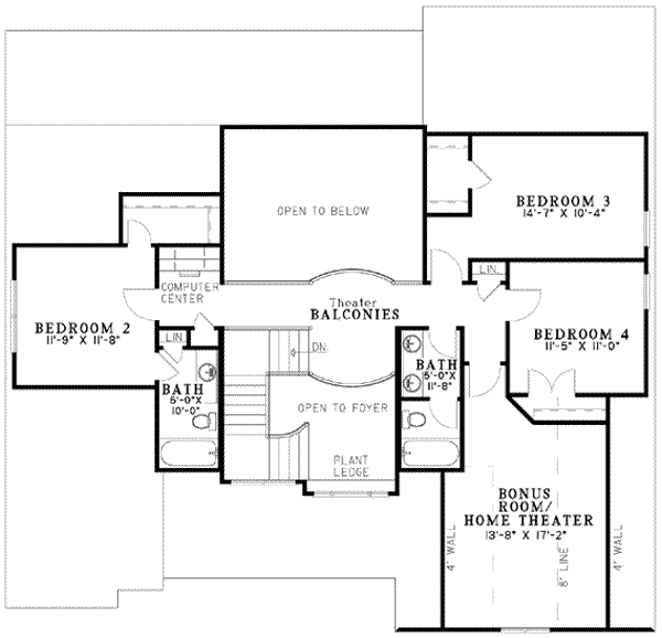 European Floor Plan - Upper Floor Plan #17-2136
