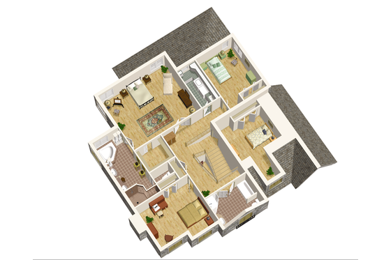 Floor Plan - Upper Floor 1 for European House Plan #25-4630 - 4 bed, 2 bath