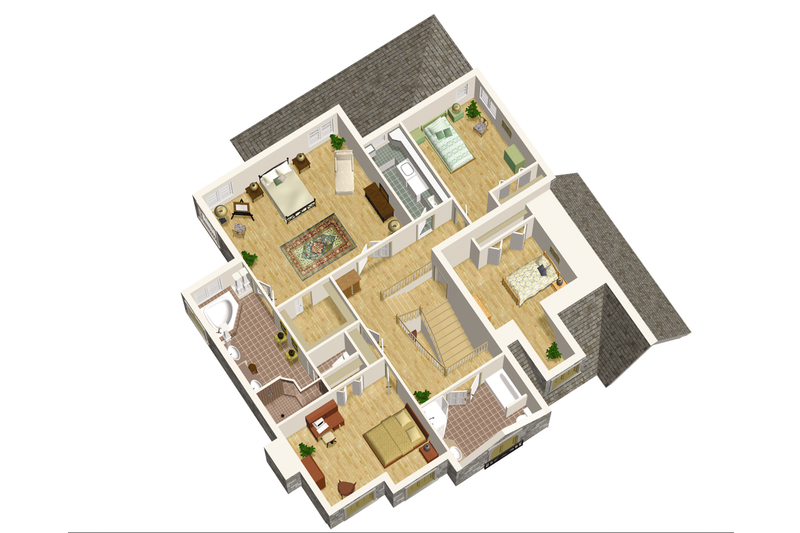 House Blueprint - Floor Plan - Upper Floor 1 for European House Plan #25-4630 - 4 bed, 2 bath