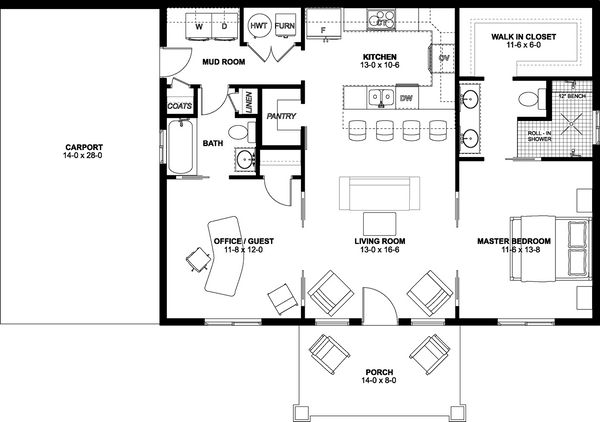 House Plan Design - Ranch Floor Plan - Main Floor Plan #126-245
