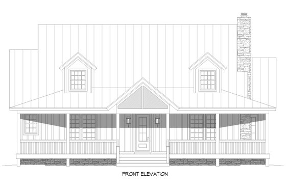 Exterior - Front Elevation 3 for Southern House Plan #932-909 - 3 bed, 2.5 bath