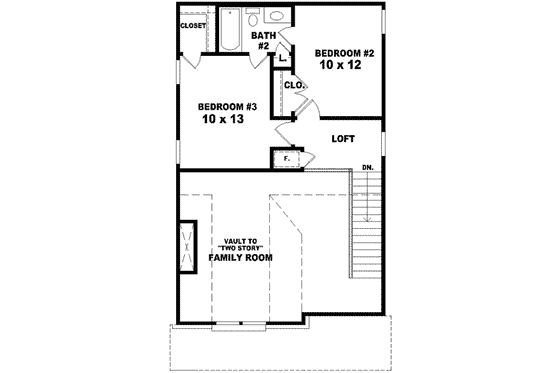 Floor Plan - Upper Floor for Cottage House Plan #81-678 - 3 bed, 2.5 bath