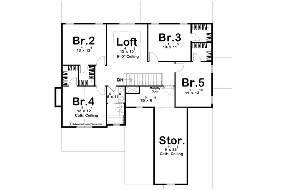 Floor Plan - Upper Floor for Farmhouse House Plan #455-679 - 5 bed, 2.5 bath