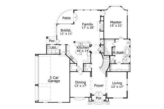 Floor Plan - Main Floor for European House Plan #411-364 - 4 bed, 3.5 bath