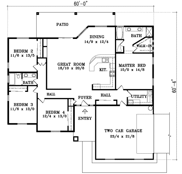 Home Plan - Adobe / Southwestern Floor Plan - Main Floor Plan #1-1424