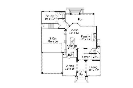 Floor Plan - Main Floor for European House Plan #411-502 - 4 bed, 3.5 bath