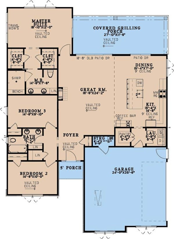 House Plan Design - Floor Plan - Main Floor for Modern House Plan #923-518 - 3 bed, 2 bath