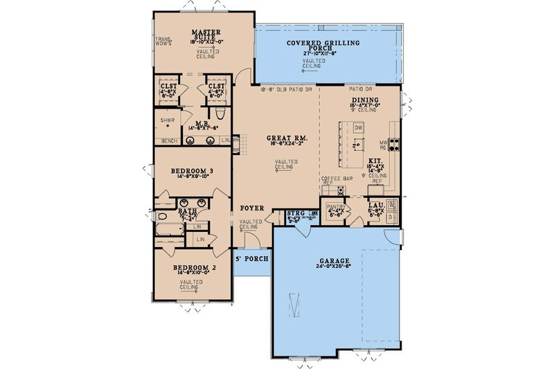 House Plan Design - Floor Plan - Main Floor for Modern House Plan #923-518 - 3 bed, 2 bath