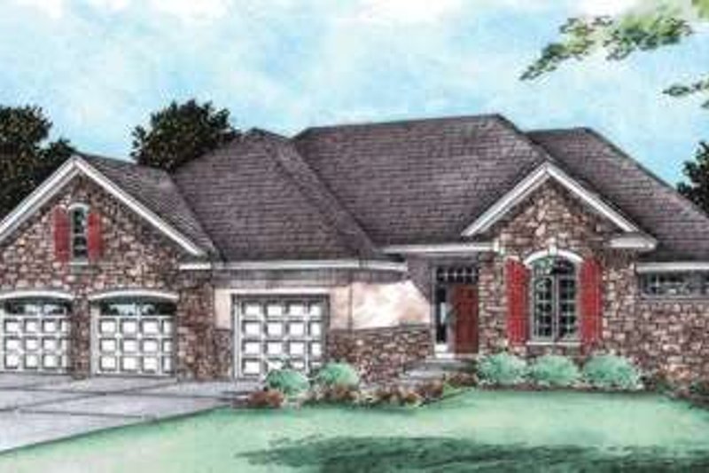 House Blueprint - Exterior - Front Elevation 3 for Traditional House Plan #20-1781 - 3 bed, 2 bath