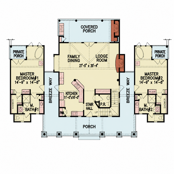 Architectural House Design - Floor Plan - Main Floor for Craftsman House Plan #54-708 - 4 bed, 4 bath