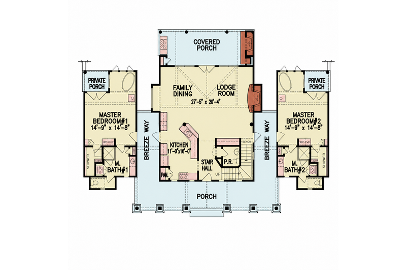 Architectural House Design - Floor Plan - Main Floor for Craftsman House Plan #54-708 - 4 bed, 4 bath