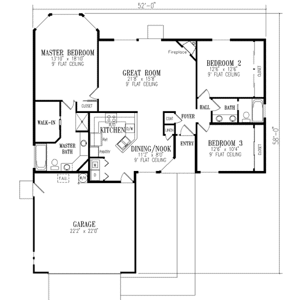 Ranch Style House Plan - 3 Beds 2 Baths 1611 Sq/Ft Plan #1-321 ...