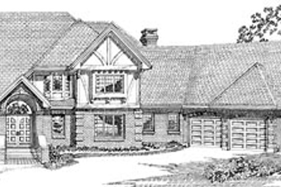 Exterior - Front Elevation for Tudor House Plan #47-199 - 4 bed, 3 bath