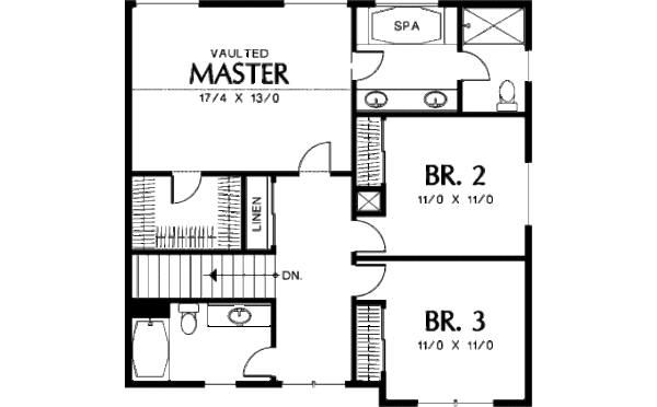 Traditional Floor Plan - Upper Floor Plan #48-396