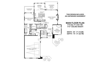 Floor Plan - Main Floor for Modern House Plan #1100-10 - 2 bed, 2 bath