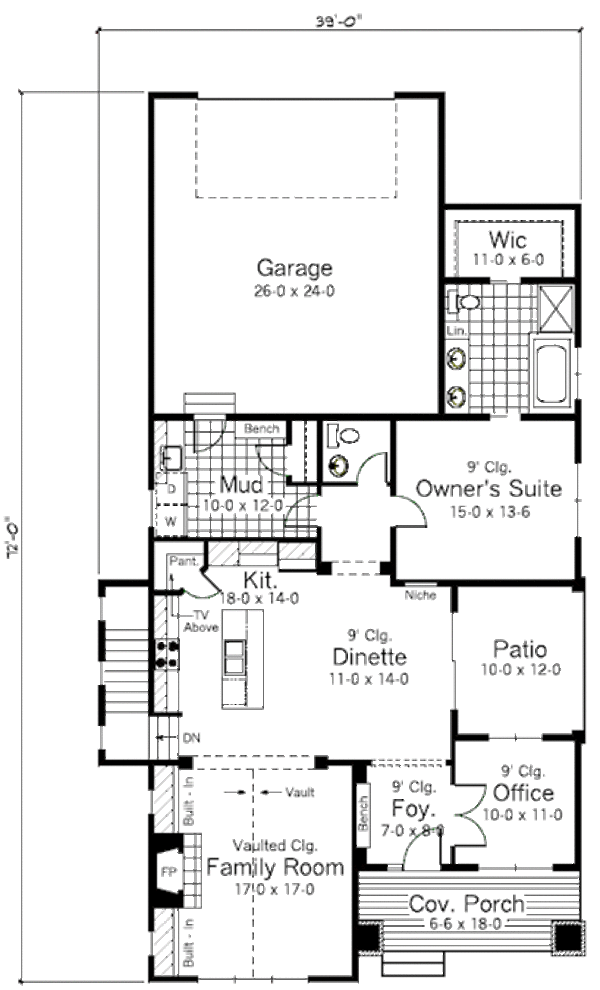 Dream House Plan - Craftsman Floor Plan - Main Floor Plan #51-345