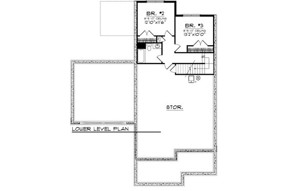 Floor Plan - Lower Floor for Craftsman House Plan #70-1021 - 3 bed, 2.5 bath