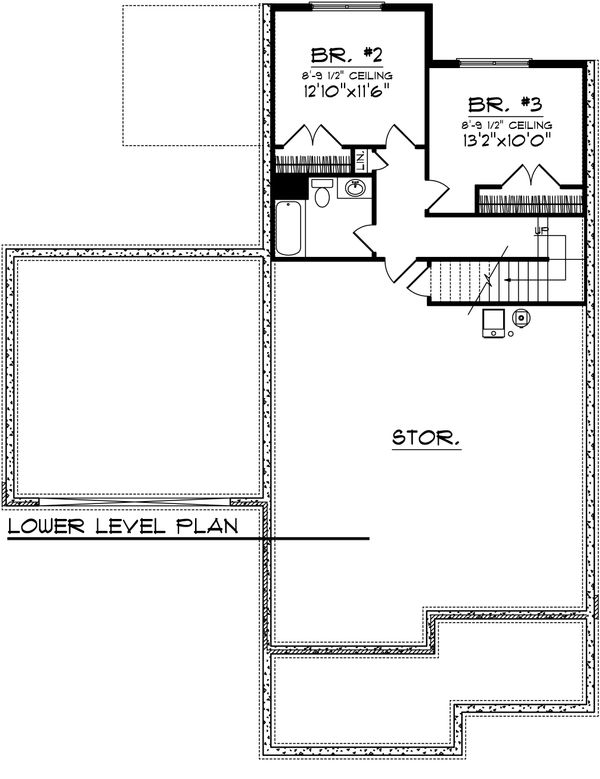 Craftsman Floor Plan - Lower Floor Plan #70-1021