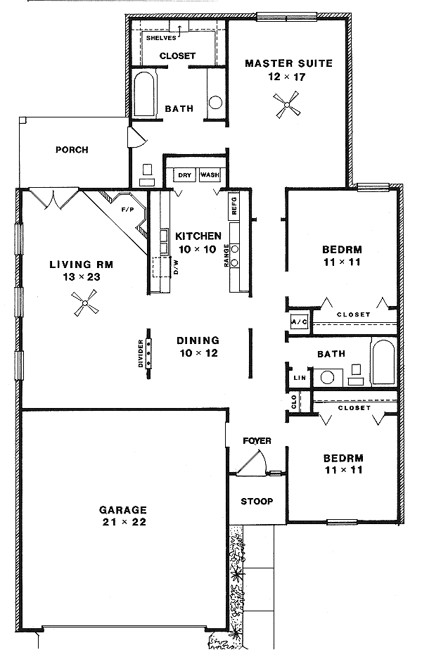 Home Plan - Traditional Floor Plan - Main Floor Plan #14-137