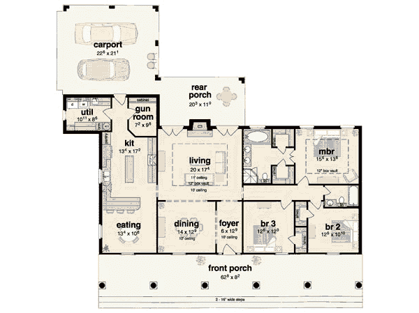 House Design - Ranch Floor Plan - Main Floor Plan #36-188