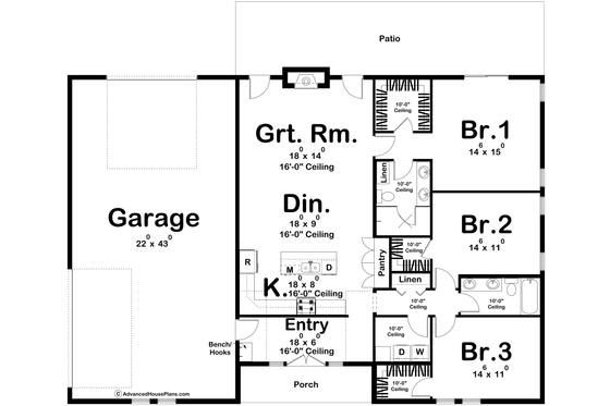 Floor Plan - Main Floor for Barndominium House Plan #455-662 - 3 bed, 2 bath