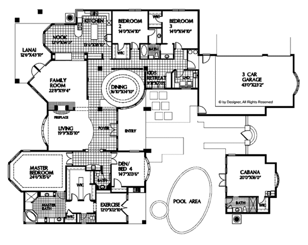 Dream House Plan - Mediterranean Floor Plan - Main Floor Plan #999-31