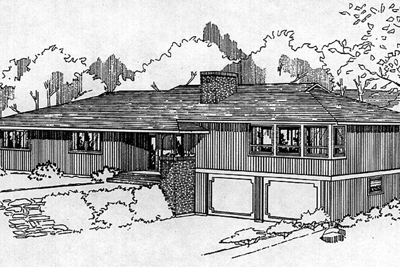 Architectural House Design - Prairie Exterior - Front Elevation Plan #320-1339