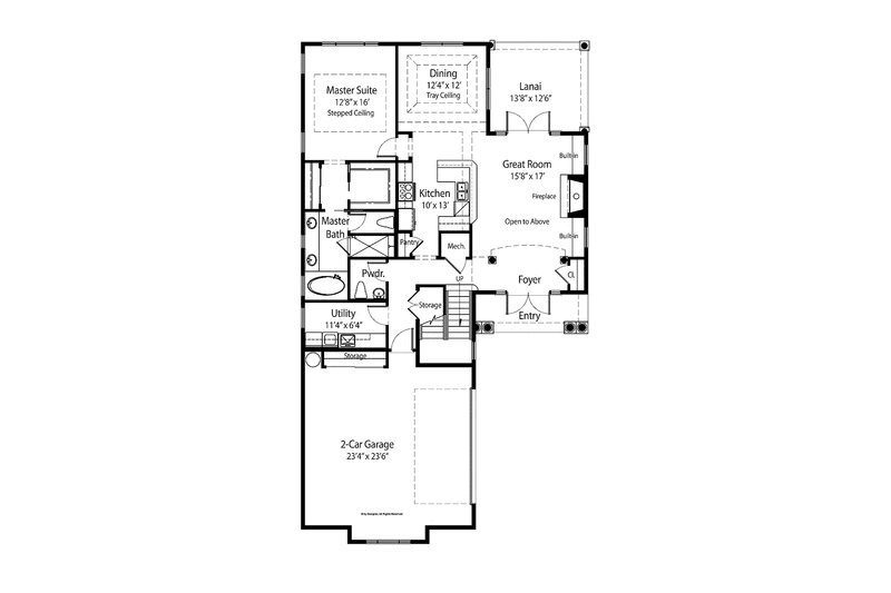 Home Plan - Floor Plan - Main Floor for Mediterranean House Plan #938-45 - 3 bed, 2.5 bath