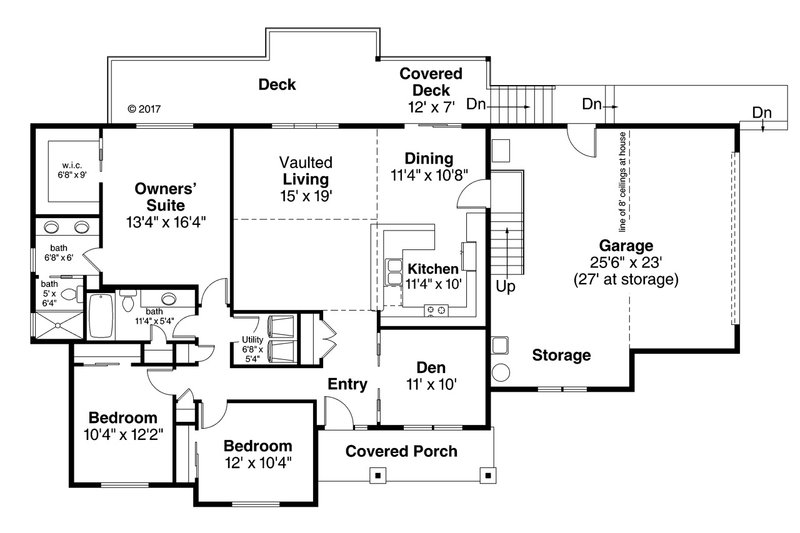 Architectural House Design - Floor Plan - Main Floor for Country House Plan #124-1059 - 3 bed, 2 bath