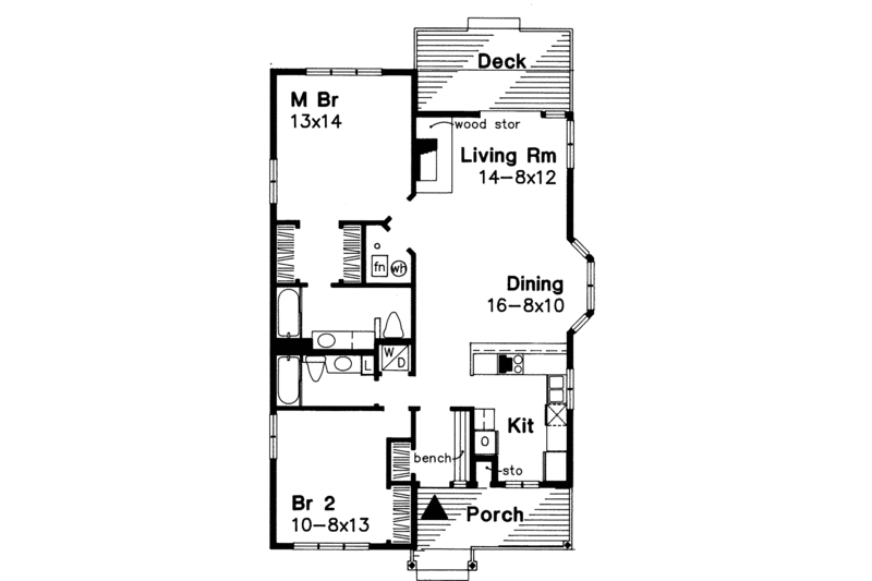 Dream House Plan - Floor Plan - Main Floor for Country House Plan #320-952 - 2 bed, 2 bath