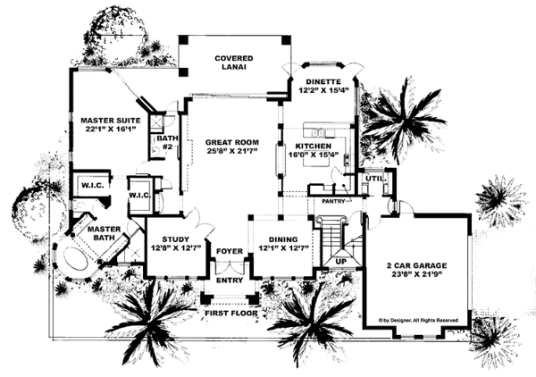 House Plan Design - Mediterranean Floor Plan - Main Floor Plan #1017-93