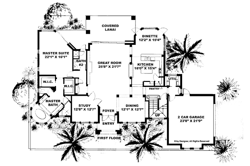 Home Plan - Floor Plan - Main Floor for Mediterranean House Plan #1017-93 - 3 bed, 4 bath