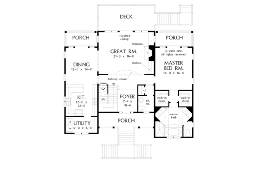 Floor Plan - Main Floor for Country House Plan #929-529 - 3 bed, 3.5 bath