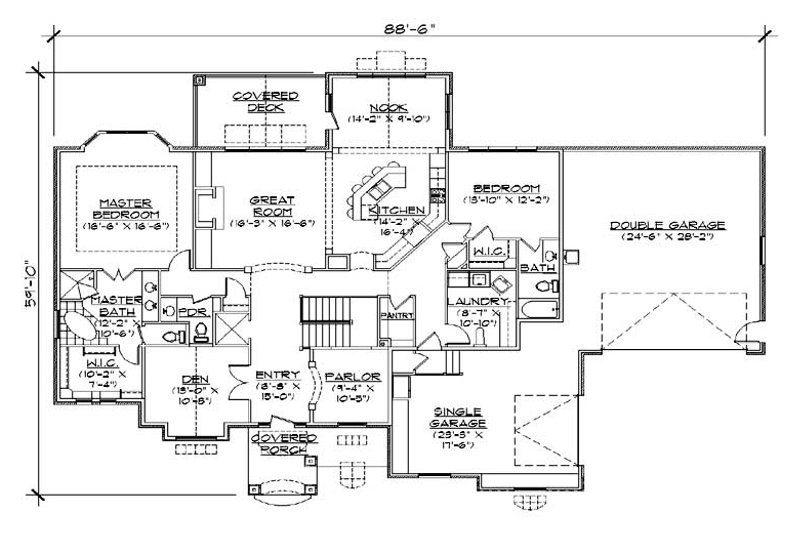 Dream House Plan - Floor Plan - Main Floor for Traditional House Plan #5-292 - 4 bed, 3.5 bath
