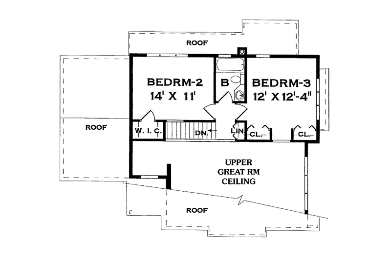 Home Plan - Floor Plan - Upper Floor for Contemporary House Plan #456-78 - 3 bed, 2 bath