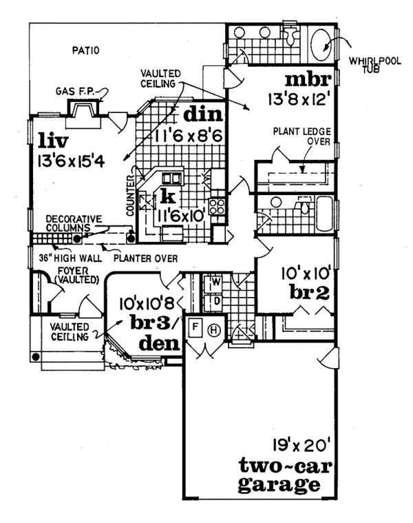 House Plan Design - Ranch Floor Plan - Main Floor Plan #47-755