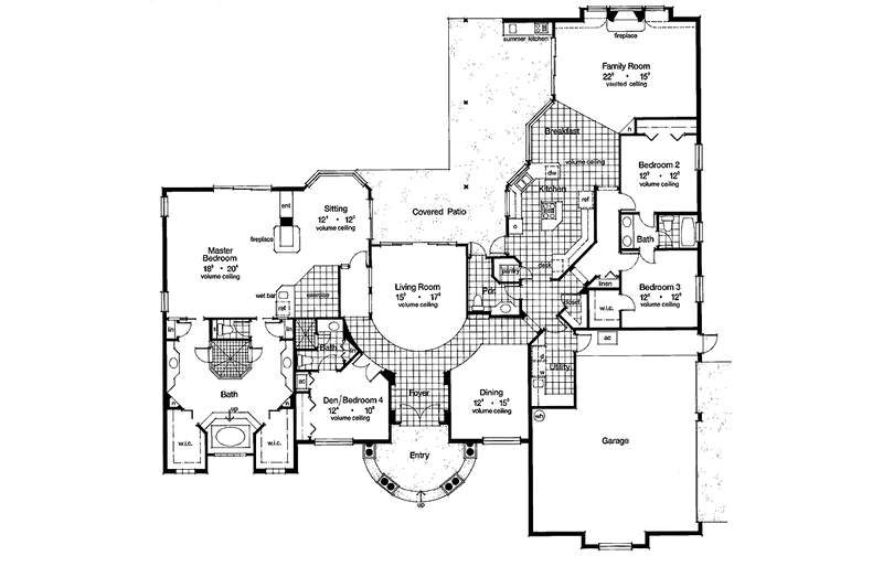 Home Plan - Floor Plan - Main Floor for Mediterranean House Plan #417-535 - 4 bed, 3.5 bath