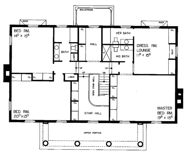 Dream House Plan - Classical Floor Plan - Upper Floor Plan #72-605
