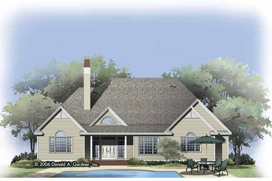 Exterior - Rear Elevation 1 for Traditional House Plan #929-792 - 3 bed, 2.5 bath