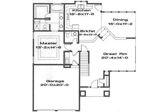 Floor Plan - Main Floor for Traditional House Plan #6-182 - 3 bed, 2.5 bath