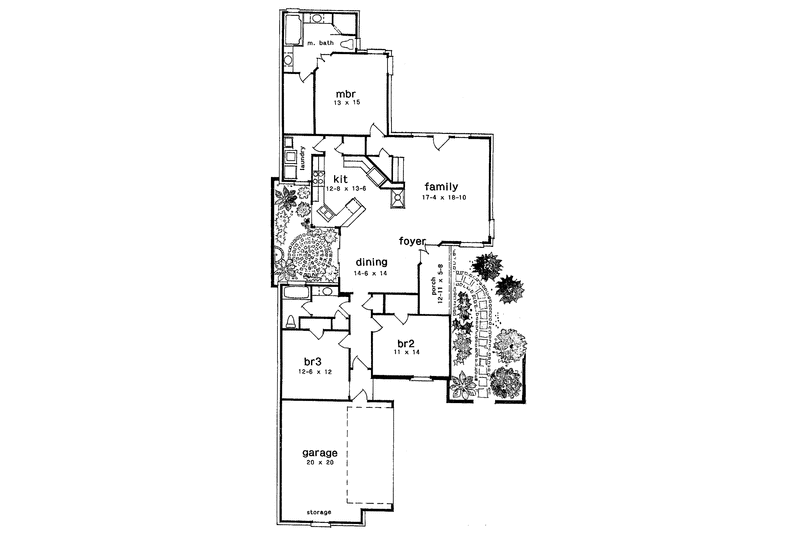 Home Plan - Floor Plan - Main Floor for Country House Plan #301-161 - 3 bed, 2 bath