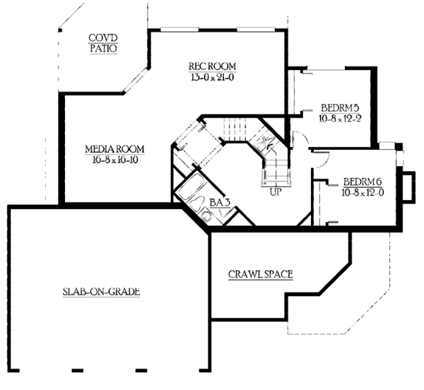 Home Plan - Craftsman Floor Plan - Lower Floor Plan #132-409