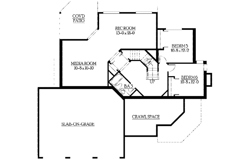House Blueprint - Floor Plan - Lower Floor for Craftsman House Plan #132-409 - 6 bed, 3.5 bath