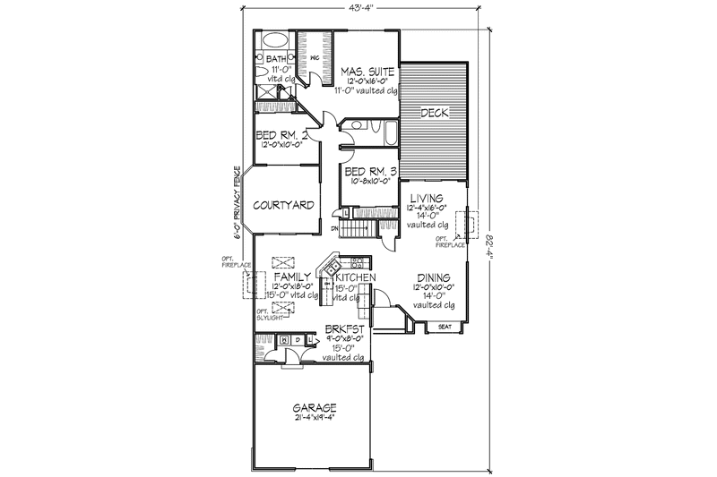 Home Plan - Floor Plan - Main Floor for Prairie House Plan #320-1090 - 3 bed, 2 bath