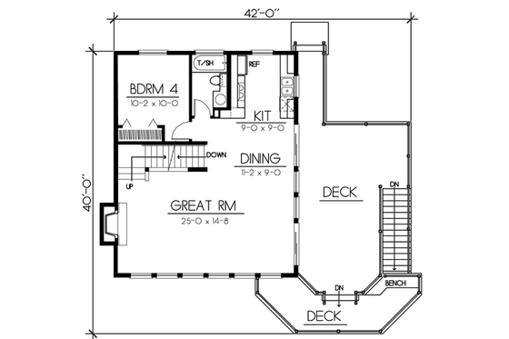 Floor Plan - Main Floor House Plan #100-454 - 4 bed, 2 bath