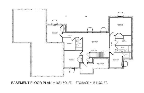 House Blueprint - Ranch Floor Plan - Lower Floor Plan #1084-7