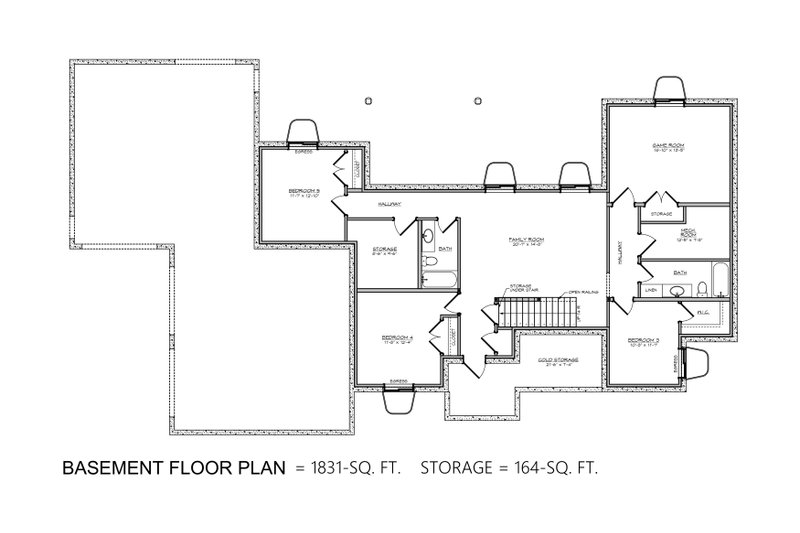 Dream House Plan - Floor Plan - Lower Floor for Ranch House Plan #1084-7 - 5 bed, 4 bath