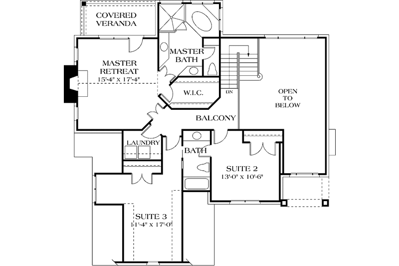 House Design - Floor Plan - Upper Floor for Traditional House Plan #453-136 - 3 bed, 2.5 bath